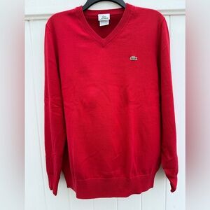 Lacoste Men's Long Sleeve Regular Fit V-neck Cotton Sweater size 4 (Medium)